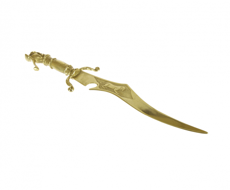 Нож для бумаг Кинжал "Лев" 40см (латунь, золото) Италия