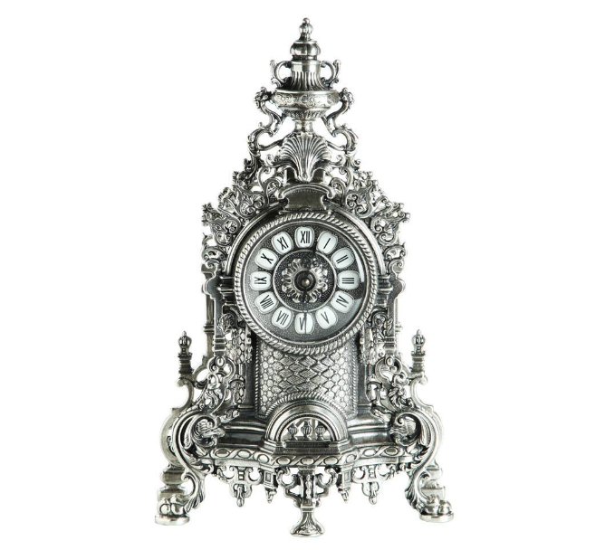 Каминные часы "Версаль" 42см с канделябрами 41см (латунь, серебро) Италия