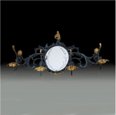 Вешалка для одежды настенная на 4 крючка с зеркалом 46х24см (бронза, патина) Испания