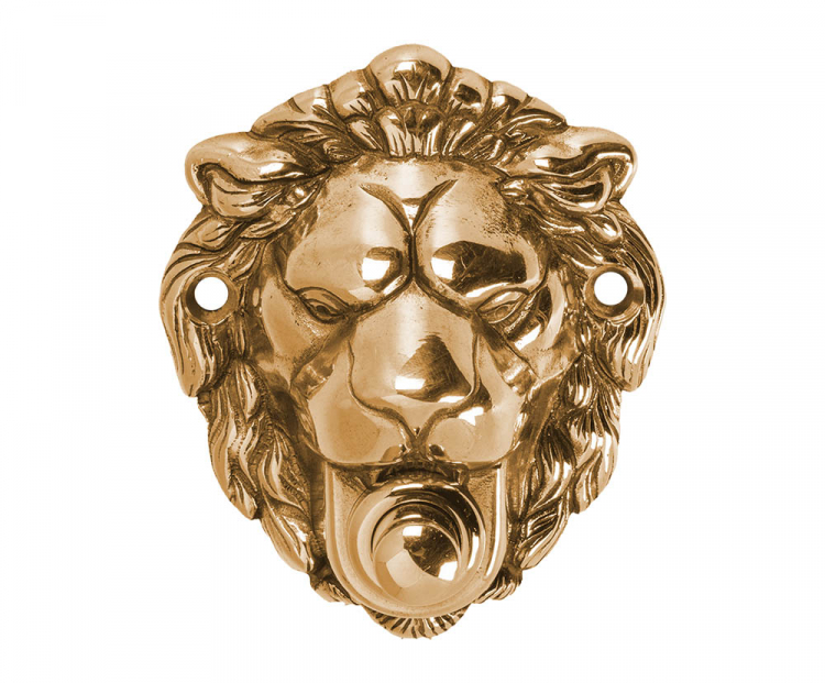 Звонок-кнопка "Лев" на входную дверь 6,5х8см (латунь, золото) Италия