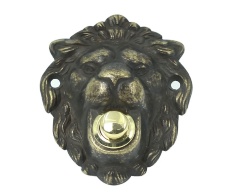 Звонок-кнопка "Лев" на входную дверь 6,5х8см (латунь, антик) Италия