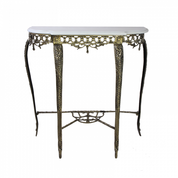Консольный столик "Порто" 80x75x28см c мраморной столешницей (бронза, антик) Португалия