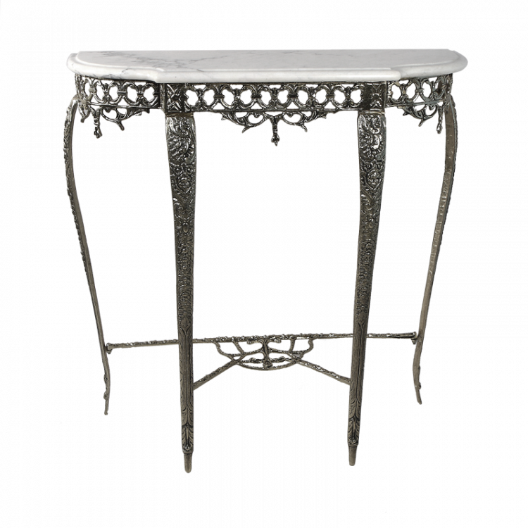 Консольный столик "Порто"80x75x28см (бронза, античное серебро, мрамор) Португалия