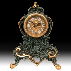 Часы каминные (бронза, золото/синяя патина) Испания 24х31H см