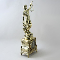 Часы каминные &quot;Богиня правосудия Фемида&quot; 51x17x10см (бронза, золото) Португалия