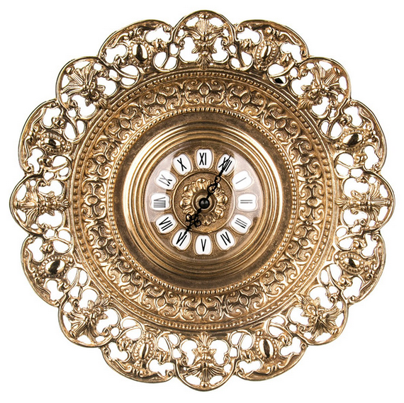 Часы настенные "Тарелка Декор" d31см (латунь, золото) Италия Alberti Livio