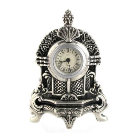 Часы каминные "Рок" 21,5х16см (латунь, серебро) Италия