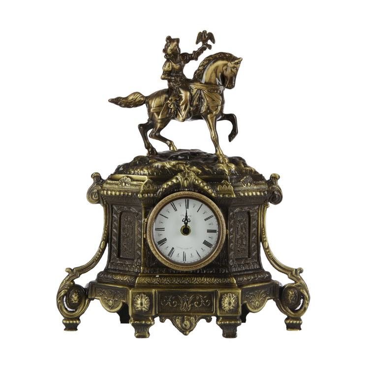 Часы бронзовые каминные "Властелин" (антик, бронза)