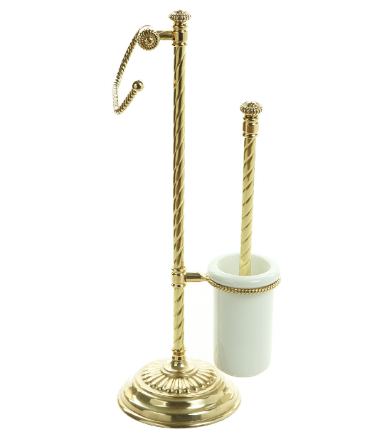 Ершик напольный с держателем для туалетной бумаги "Спираль" 57х20см  (латунь, золото) Италия