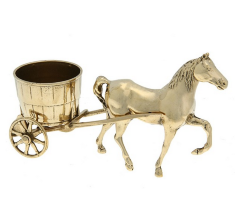 Статуэтка &quot;Лошадь с бочкой&quot; 14,5х27см (латунь, золото) Италия