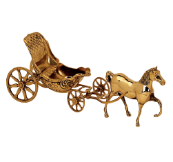 Статуэтка "Лошадь с повозкой" 14х38,5см (латунь, золото) Италия