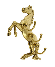 Вешалка настенная &quot;Лошадь&quot; 3 крючка левая 32х32см (латунь, золото) Италия