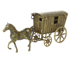 Статуэтка-шкатулка "Лошадь с повозкой" 14х33см (латунь, антик) Италия